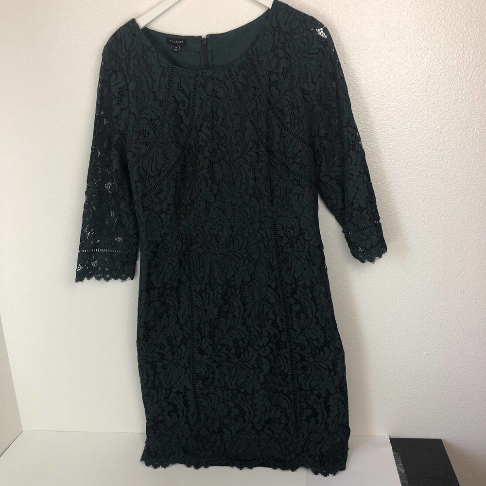 Talbots green lace dress fully lined flattering size 10. - Picture 4 of 12